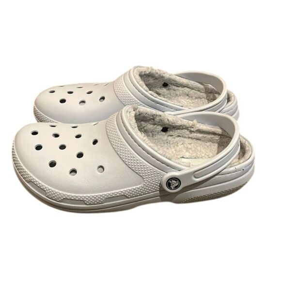 Crocs Blue Classic Lined Clog Shoes Unisex M9 W11 Comfort Faux Fur - Picture 1 of 10